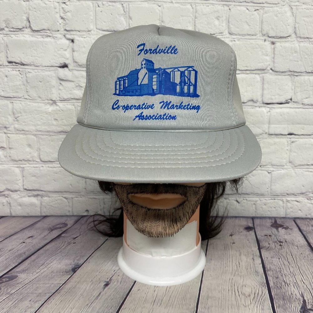 Vintage FORDVILLE Co-operative Marketing Association Foam Trucker Hat Rope Cap